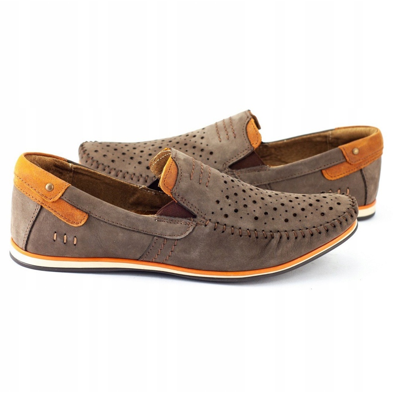 KOMODO Zapatos de hombre mocasines 876 verano marrón naranja 4