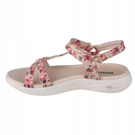 Skechers On The Go 600 Fleur W 140018-NTMT Sandalias beige rojo violeta rosado 1