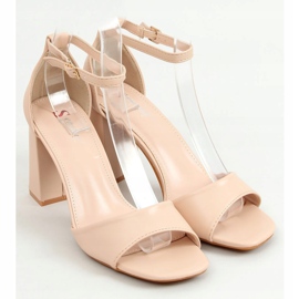Sandalias de tacón cuadrado, beige TU173P-PU Beige Pu 3