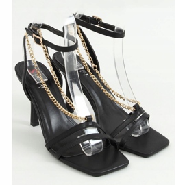 Sandalias con alfiler con cadena negro NF-66P Negro dorado 1