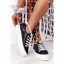 S.Barski Zapatillas con purpurina en la plataforma Luna negra negro 5
