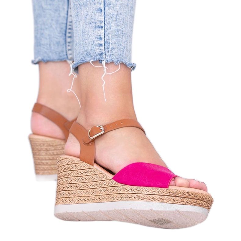 Sandalias de cuña rosa Roki 1