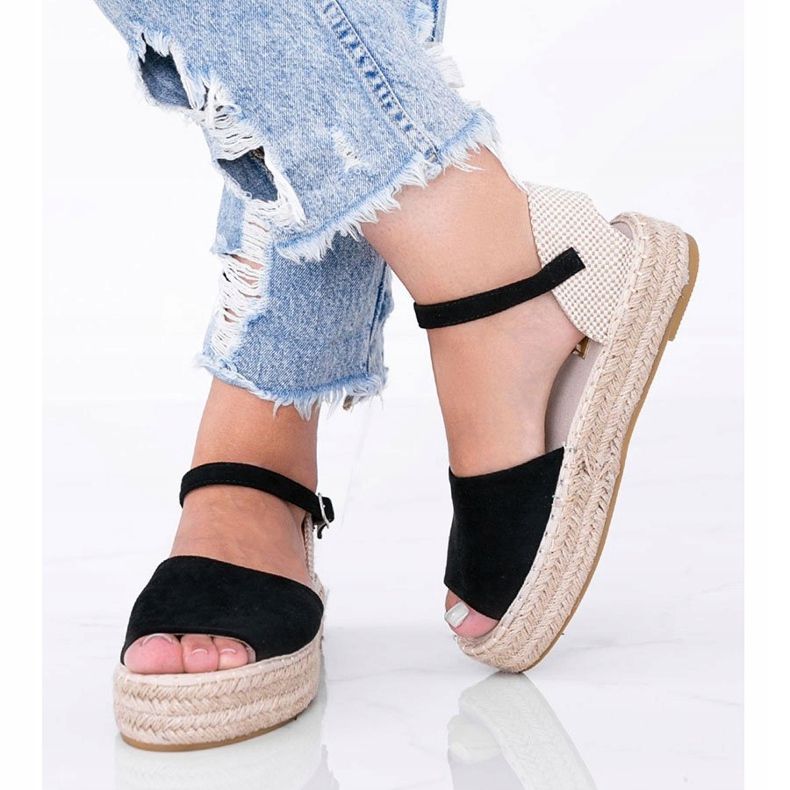 Sandalias negras en la plataforma de Pearl River negro 1