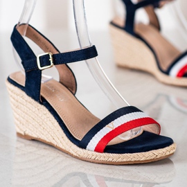 Sandalias ligeras VINCEZA a rayas blanco rojo azul marino 2