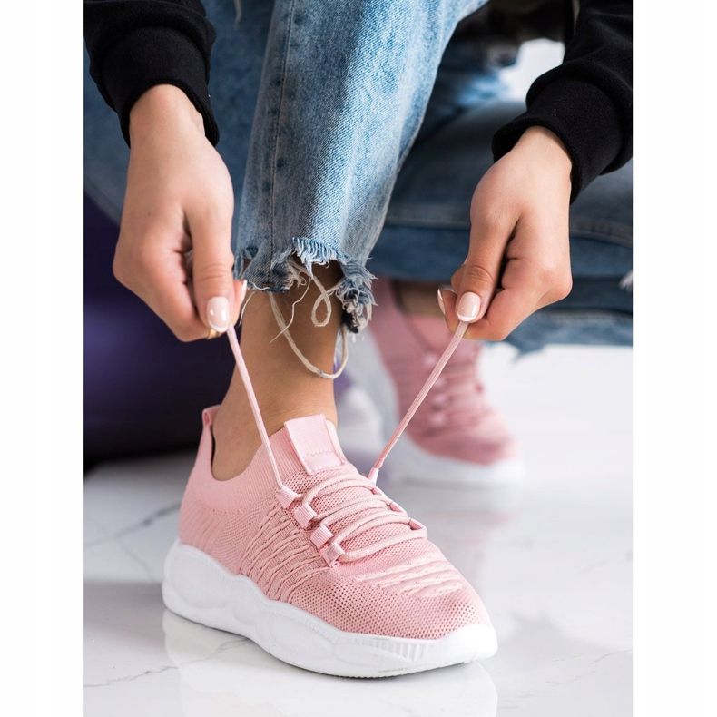 SHELOVET Zapatillas clásicas de textil rosado 1