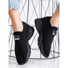 SHELOVET Zapatillas de deporte sin cordones de moda negro 1