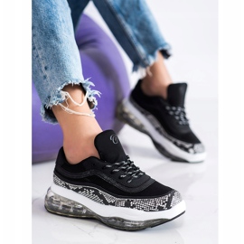 SHELOVET Zapatillas en una plataforma transparente blanco negro 2