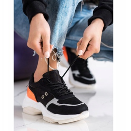 SHELOVET Zapatillas cómodas de moda negro naranja plata 3
