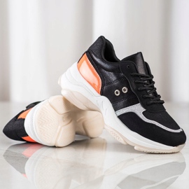 SHELOVET Zapatillas cómodas de moda negro naranja plata 2