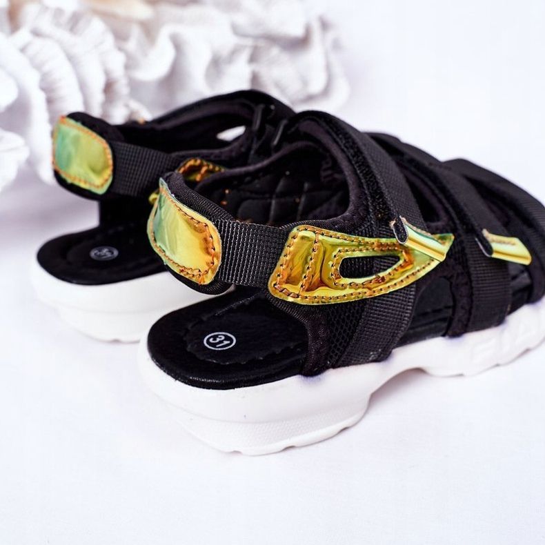 Sandalias deportivas infantiles con velcro Black Flyn negro 1