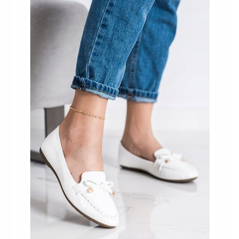 Kayla Mocasines casuales de cuero ecológico blanco 1