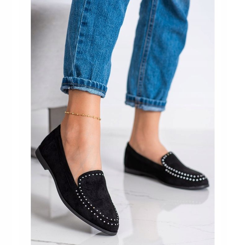 Coura Señores de gamuza clásicos negro 1