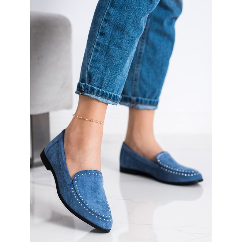 Coura Señores de gamuza clásicos azul 1