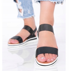 Sandalias negras con suela cro gruesa negro 1