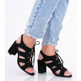 Sandalias negras con cordones en el poste Isabella negro 1 Sandalias negras con cordones en el poste Isabella negro 1