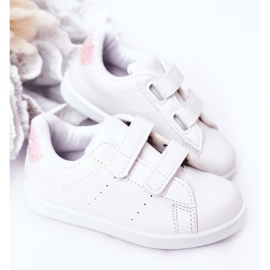 Deportivas Infantiles Con Velcro Blanca y Rosa Linda Chica blanco blanco 3