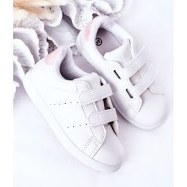 Deportivas Infantiles Con Velcro Blanca y Rosa Linda Chica blanco blanco 5