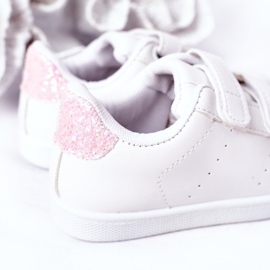 Deportivas Infantiles Con Velcro Blanca y Rosa Linda Chica blanco blanco 4