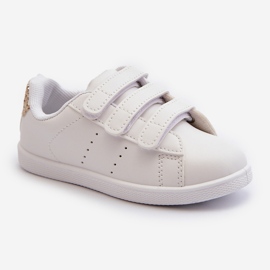 Deportivas Infantiles Con Velcro Blanco y Dorado Cute Girl 1