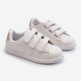 Deportivas Infantiles Con Velcro Blanco y Dorado Cute Girl 2
