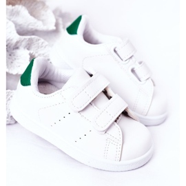 Zapatilla infantil blanca y verde California con velcro blanco 5