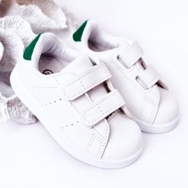 Zapatilla infantil blanca y verde California con velcro blanco 2