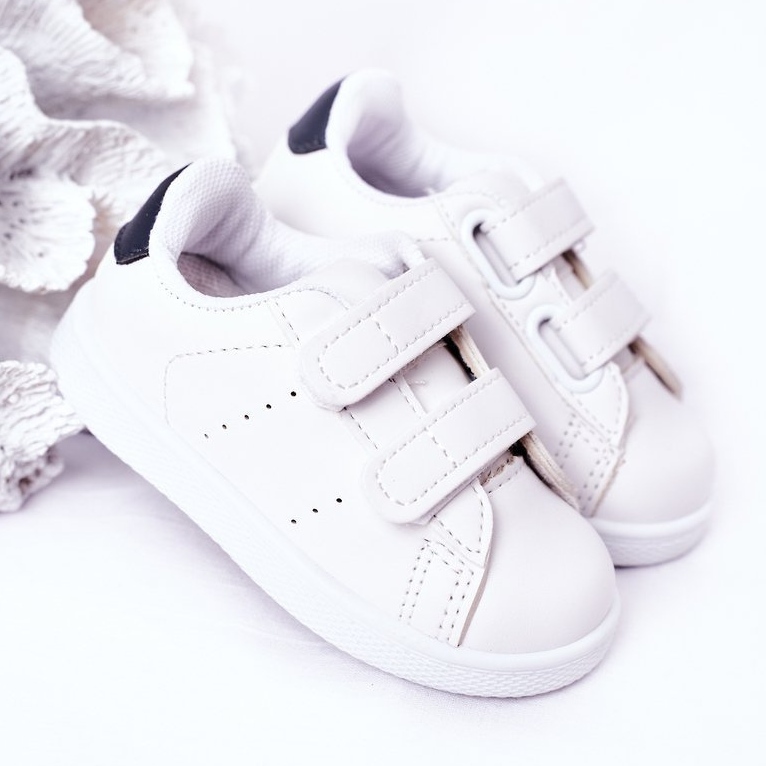 Deportivas infantiles California blancas y azul marino con velcro blanco 2