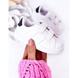 Deportivas infantiles California blancas y azul marino con velcro blanco 3