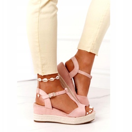 PG1 Sandalias de cuña Graciosa rosa con trenzas rosado 4