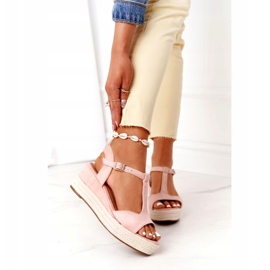PG1 Sandalias de cuña Graciosa rosa con trenzas 2