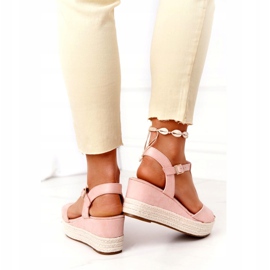 PG1 Sandalias de cuña Graciosa rosa con trenzas rosado 3