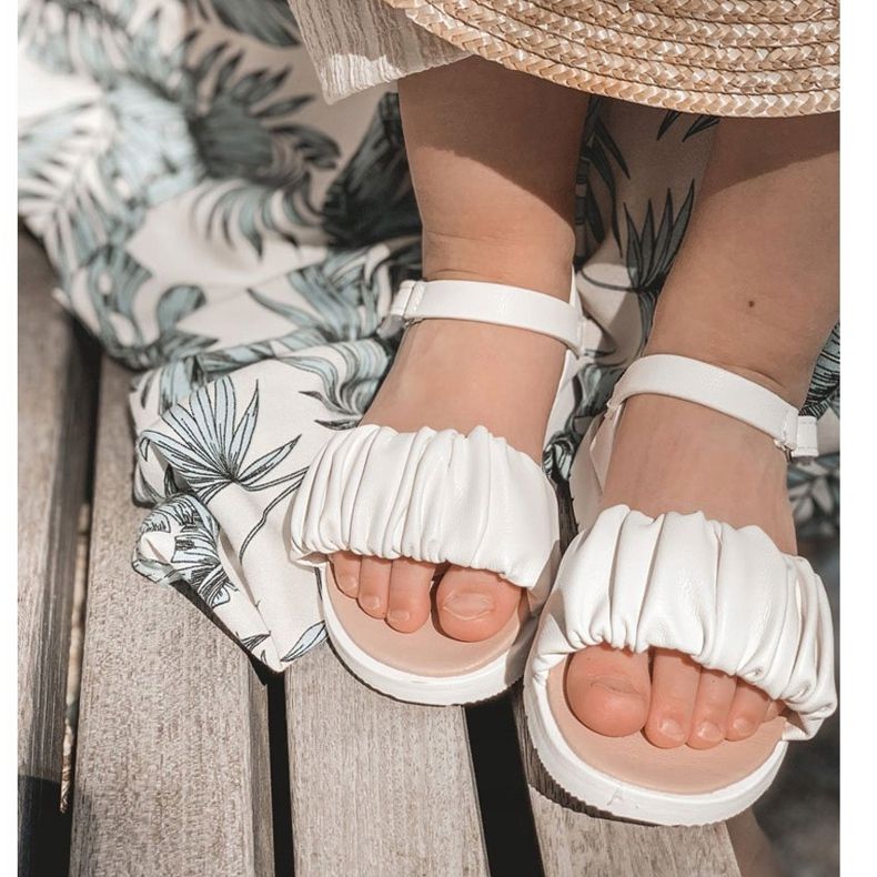 FR1 Sandalias Infantiles Con Velcro Blanco Aimy 4