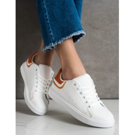 SHELOVET Zapatillas con aplicación naranja blanco 2