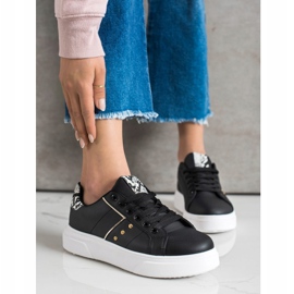 SHELOVET Zapatillas de cuero ecológico negro 3