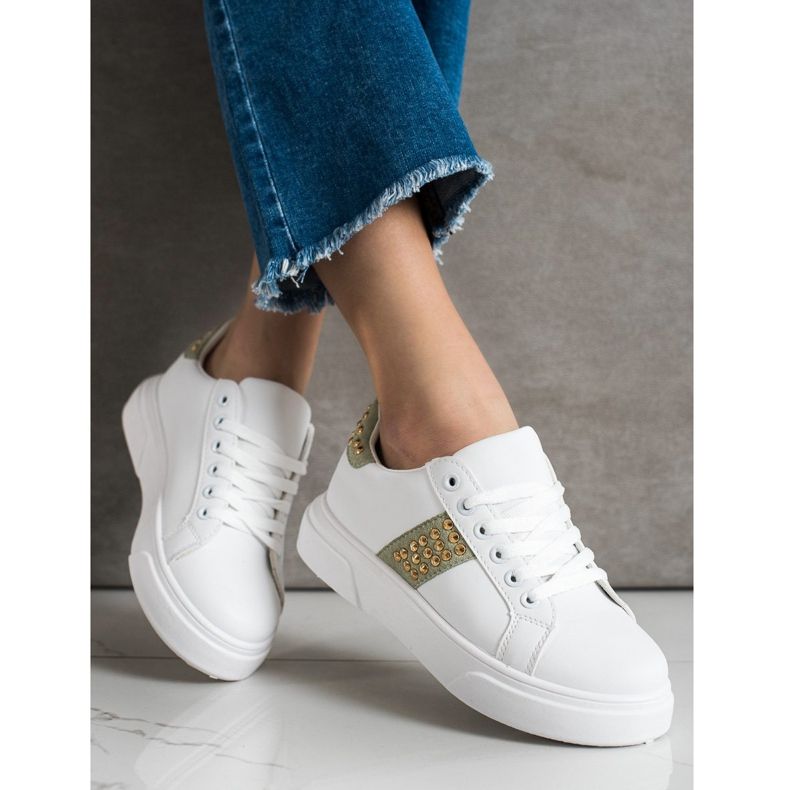 SHELOVET Zapatillas con adornos blanco 1
