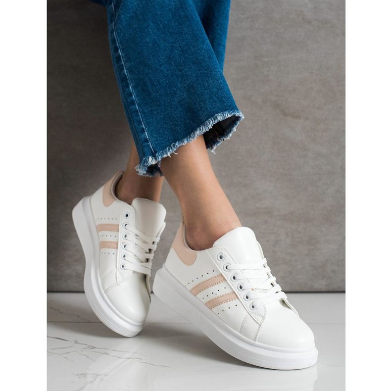 SHELOVET Zapatillas clásicas con rayas blanco 2