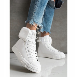 SHELOVET Zapatillas altas con bolsillo blanco 3
