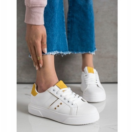 SHELOVET Zapatillas de cuero ecológico blanco 3
