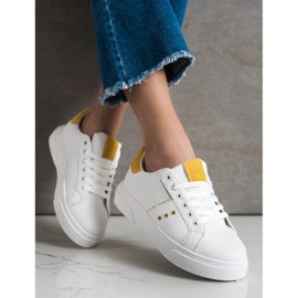 SHELOVET Zapatillas de cuero ecológico blanco 2