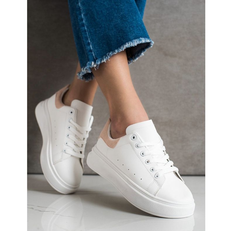 SHELOVET Zapatillas blancas en la plataforma blanco 2 SHELOVET Zapatillas blancas en la plataforma blanco 2