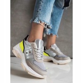 SHELOVET Zapatillas cómodas de moda plata multicolor 3