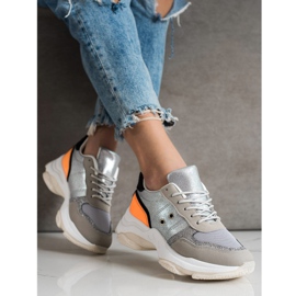 SHELOVET Zapatillas cómodas de moda plata multicolor 2