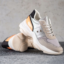 SHELOVET Zapatillas cómodas de moda plata multicolor 1