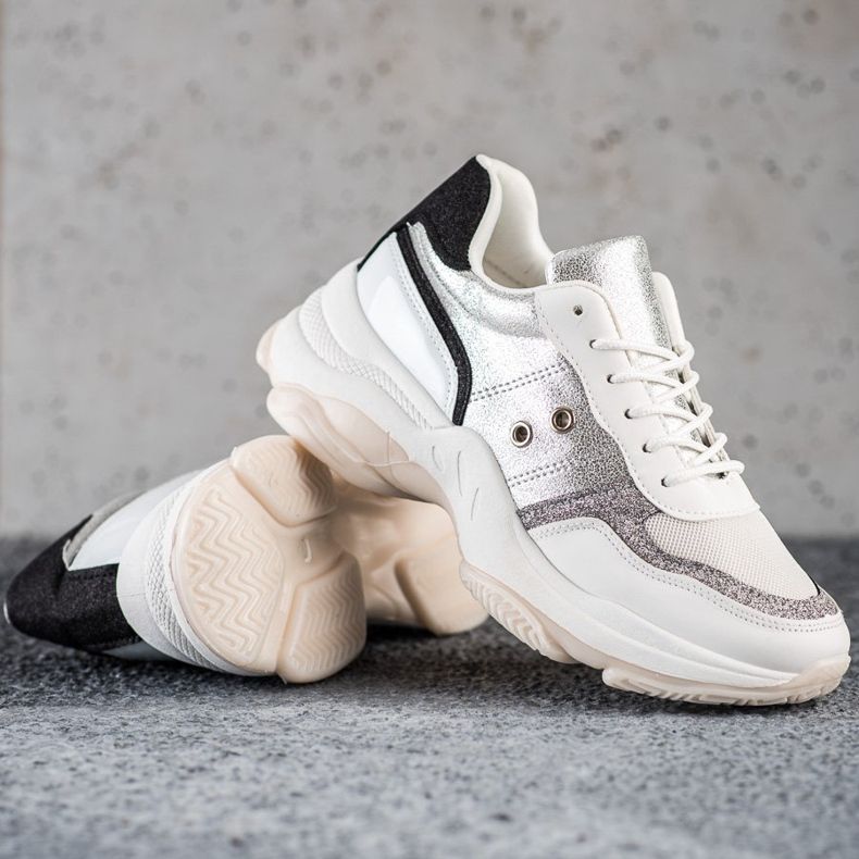 SHELOVET Zapatillas cómodas de moda blanco multicolor 1 SHELOVET Zapatillas cómodas de moda blanco multicolor 1