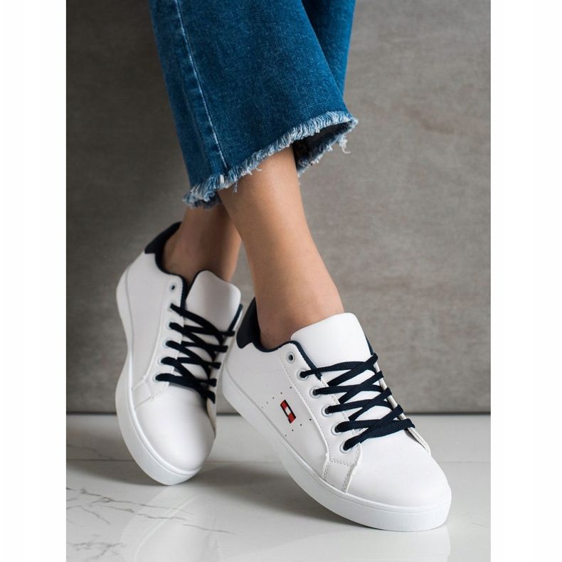 SHELOVET Zapatillas Casual Con Cuero Ecológico blanco 2