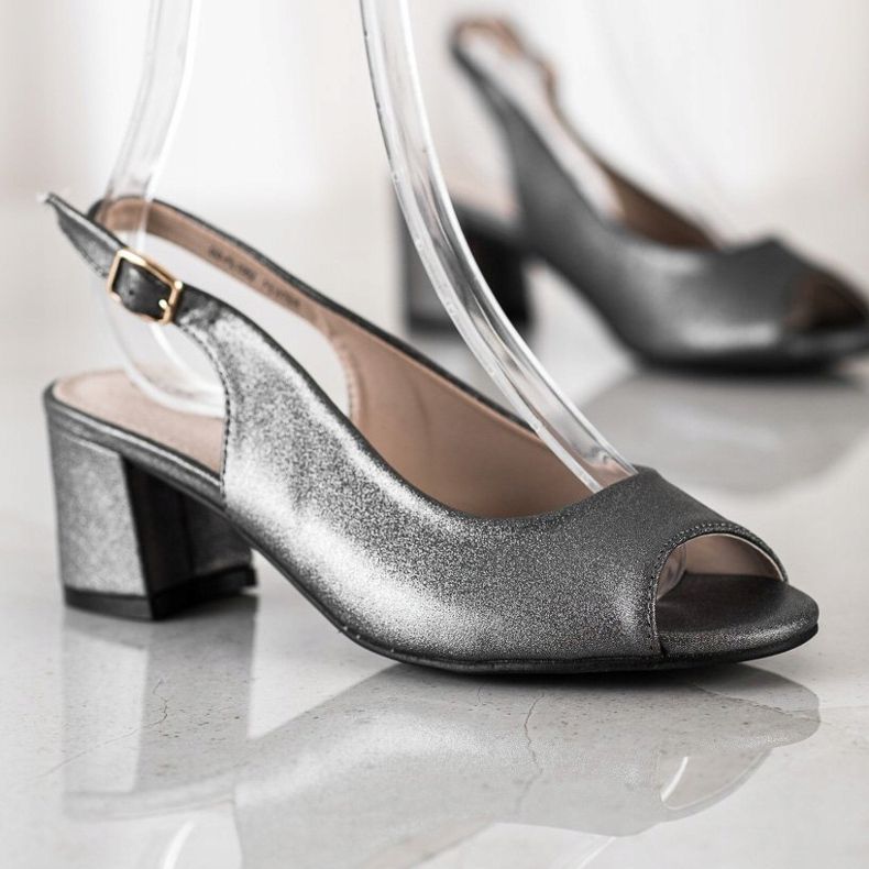 Goodin Sandalias de grafito brillante plata 1 Goodin Sandalias de grafito brillante plata 1