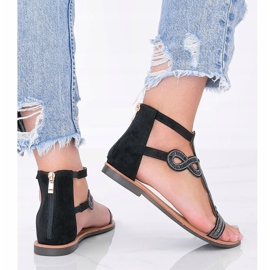 Sandalias negras adornadas con circonita Cersi negro 2