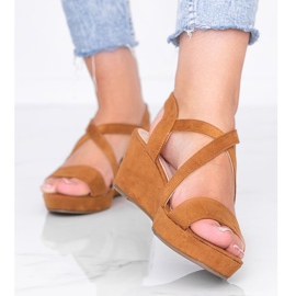 Sandalias de cuña camel Bianco marrón 1