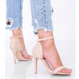 Sandalias beige de tacón de aguja con volante Good Night 2
