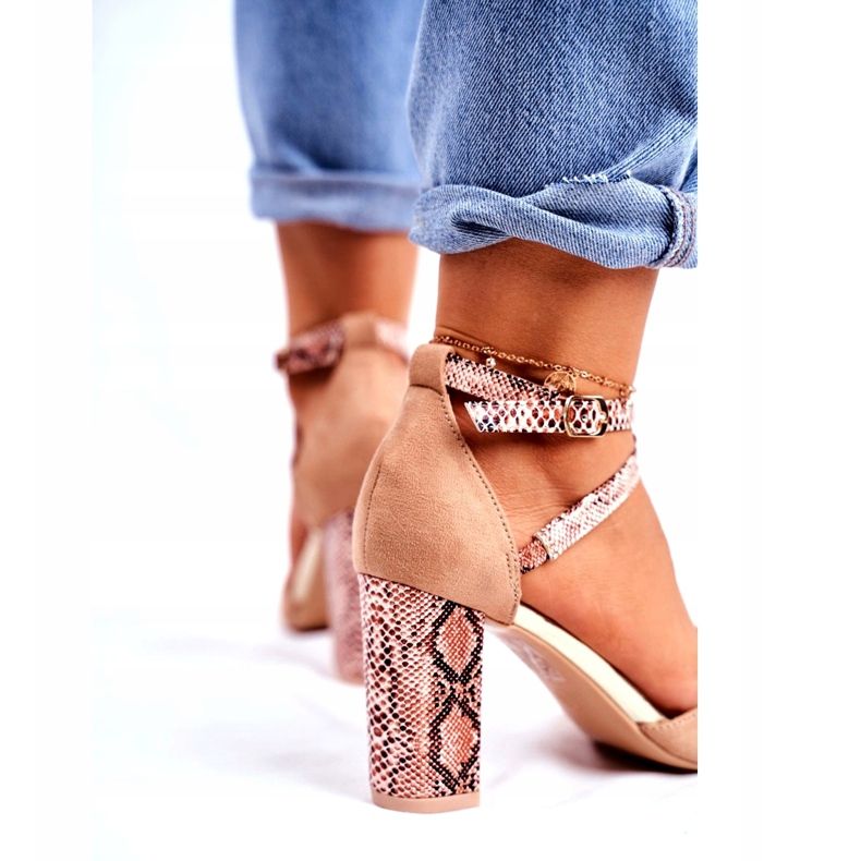 S.Barski Zapatos de salón para mujer en el talón Serpiente Beige Together marrón 3